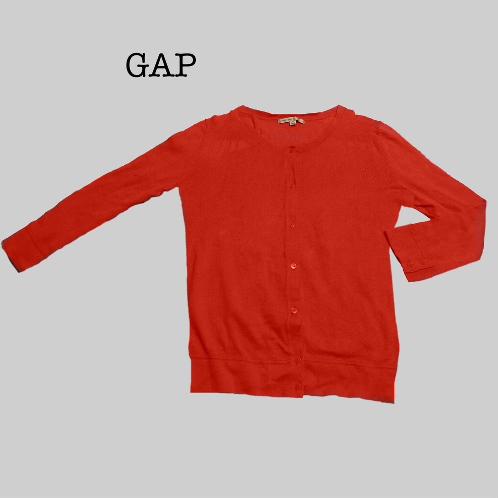 Gap Hot Coral 3/4 Sleeve Cardigan